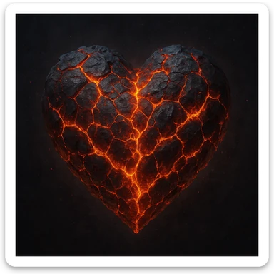 heart with a lava texture, realistic digital art style sticker