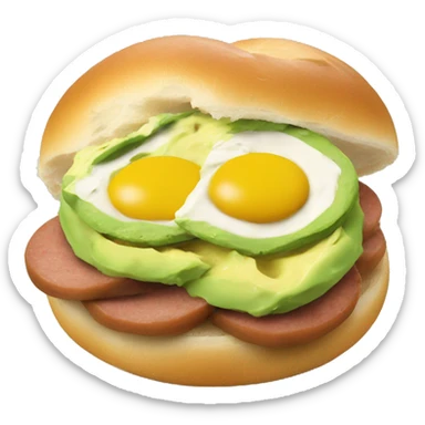 Scrambled eggs and mashed avocado and sausage bagel sticker