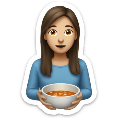 Girl brown hair eating soup sticker