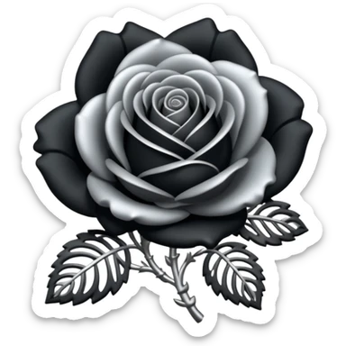 Black and silver filigree rose, 3D, extremely detailed design sticker