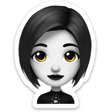 Mexican Goth girl black and white hair sticker