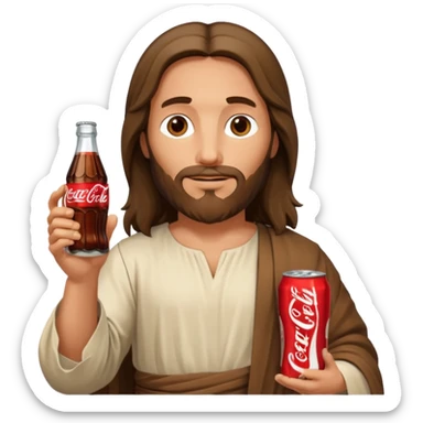 Jesus christ with a coke in his one hand sticker