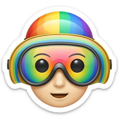 gold simulation rainbow visor goggles sticker
