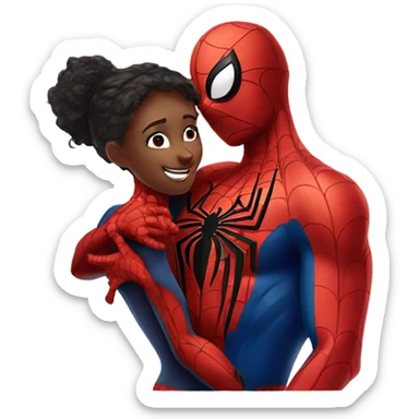 spider man hugging female spider man sticker