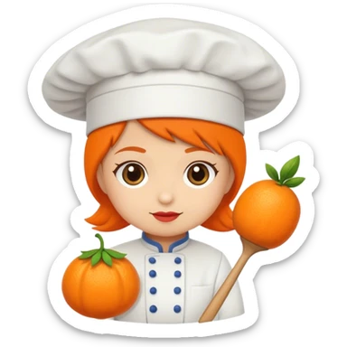 zorrita naranja rojiza con un pequeño gorrito de chef y un mandil  sticker