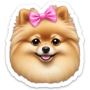 pomeranian with pink bow  sticker