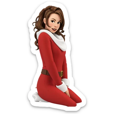santa girl in brown hair sticker