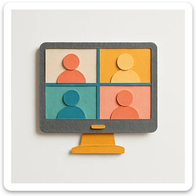 virtual zoom meeting video conference on a computer screen sticker