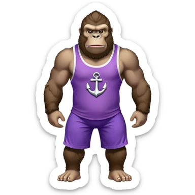 king kong wearing dockers sleeveless jersey white and purple anchor sticker