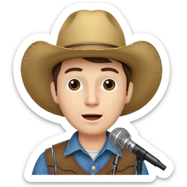  man with cowboy hat, singing into a microphone  sticker