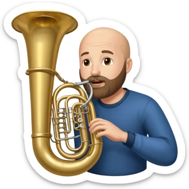 große Tuba, von gltzköpfigen bärtigem Mann gespielt sticker