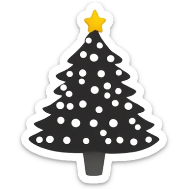 black and white christmas tree sticker
