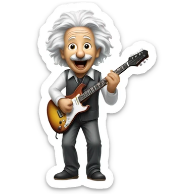 Albert Einstein jamming on guitar sticker