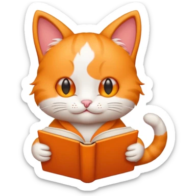 color outline icon of a kitty reading a book sticker