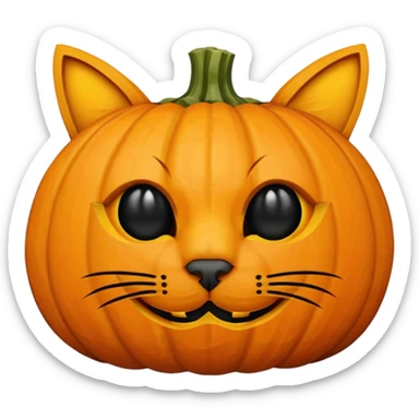 a pumpkin carved as a cat sticker
