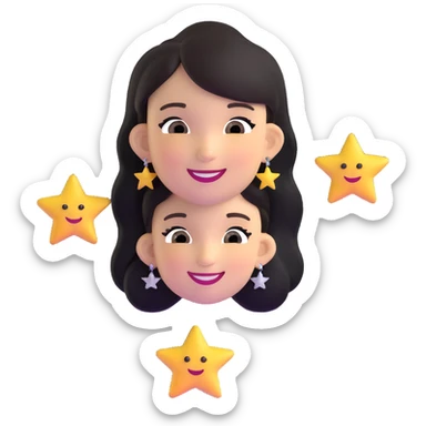 smiling girl with star-shaped earrings sticker