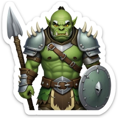 orc warrior with tusks and armor sticker