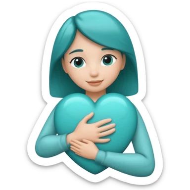 teal heart in an arm hug sticker