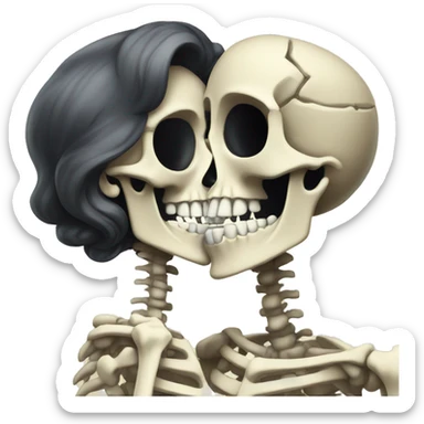 A kissing skeleton sticker