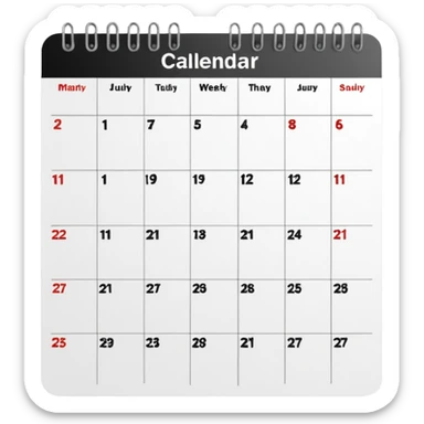 Weekly calendar sticker