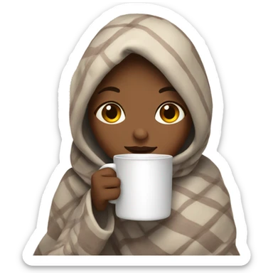 A girl drinking hot chocolate with blanket sticker