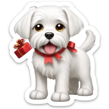 Maltese dog with a gift in its mouth sticker