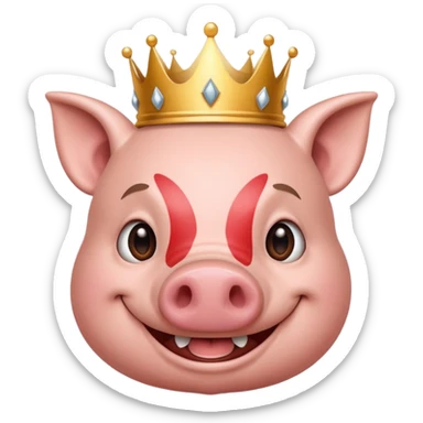 PIG SMILE LIKE CHARK FACE WITH CROWN  sticker