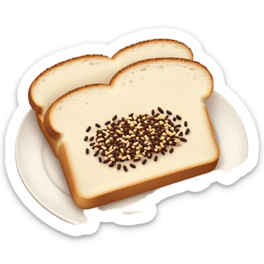 Slice of white bread on a white plate with chocolate sprinkles on top sticker