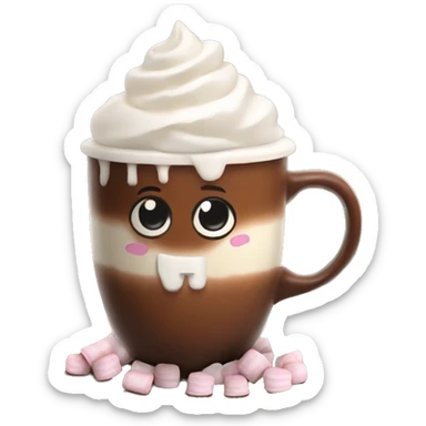 Hot chocolate with whipped cream and marshmallows sticker