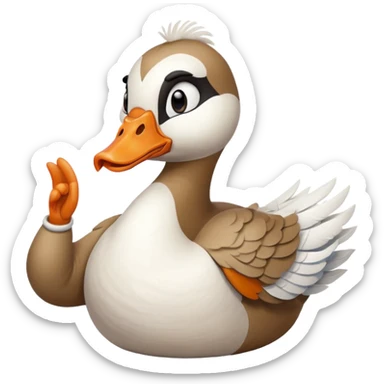 art style drawing goose character giving a thumbs down sticker