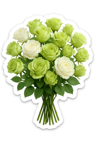 bouquet of white and green roses , remove background sticker