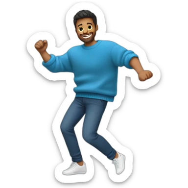 blue sweater with smiling guy full body enjoy slasa dance  sticker