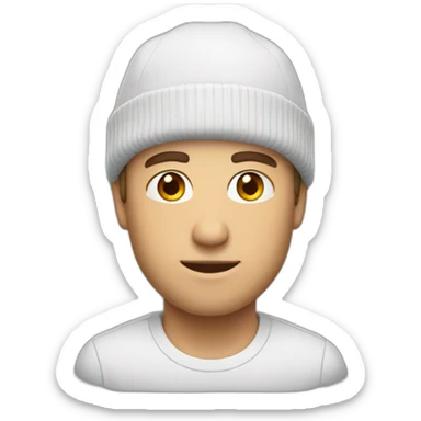 white man with short beanie sticker