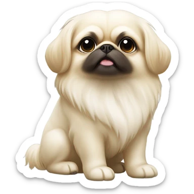 white and cream pekingese sticker