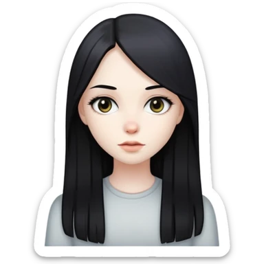girl with long straight black hair, pale skin, dark eyes sticker