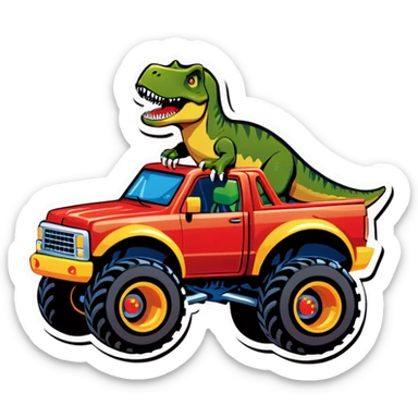 Dinosaur Driving Monster Truck sticker