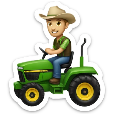 Farmer driving John Deere tractor  sticker