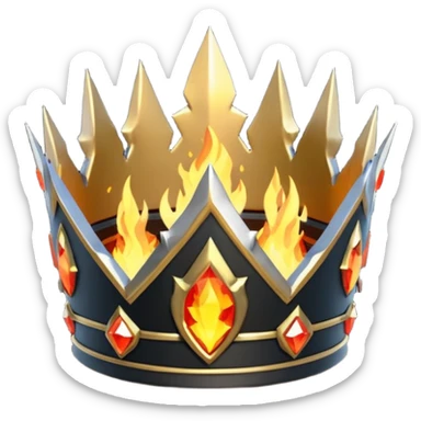 fantasy magic crown of fire and ash low poly sticker
