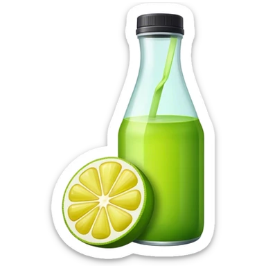 Green lemon juice bottle sticker