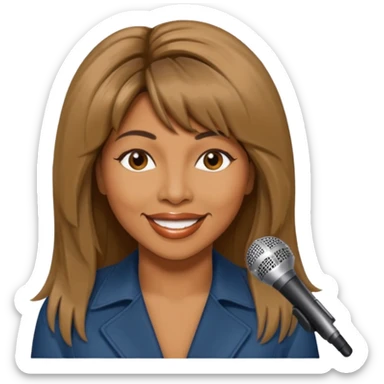 Tina Turner with long brown straight hair sticker