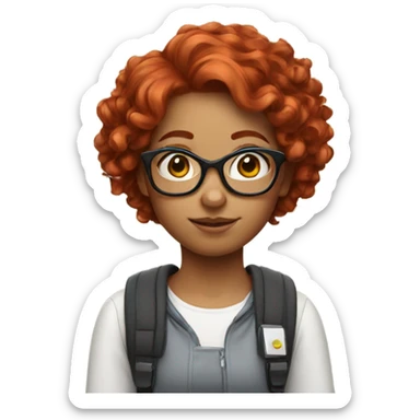 Nerd girl with red curly hair sticker
