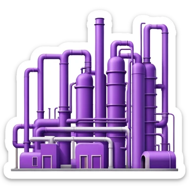 Minimalistic factory building in purple and violet tones, with a few pipes sticker