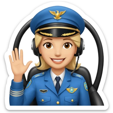 Un piloto de linea aérea sonriendo con la mano en la frente con la pose firme sticker