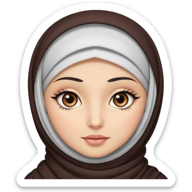 hijab with dark brown eyes and long lashes with and light  skin sticker