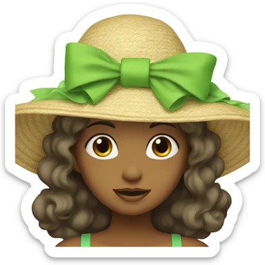 large floppy sun hat with light green bow sticker