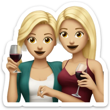 Two beautiful blondes drinking red wine sticker