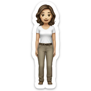 Caucasian brunette lady with shirt size small and pants size XXL sticker