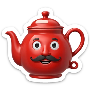 talking teapot red with mustach sticker