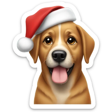 Dog with a Christmas hat sticker