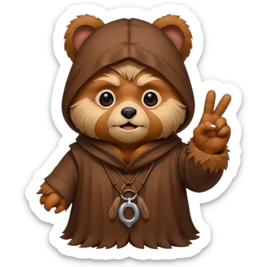 Ewok giving peace sign sticker